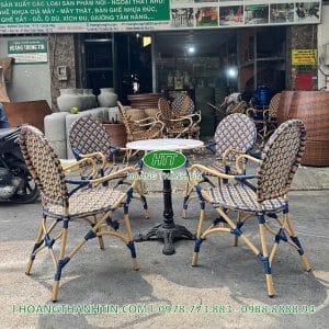 Bàn ghế cafe nhựa giả mây TH 55