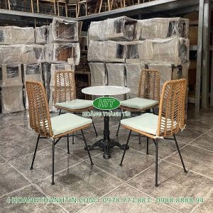 Bàn ghế cafe nhựa giả mây TH 75