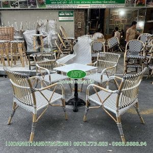 Bàn ghế mây thật TH 02