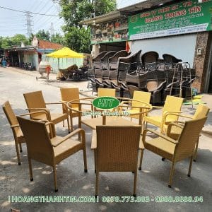 Bàn ghế nhựa mây ngoài trời TH 13