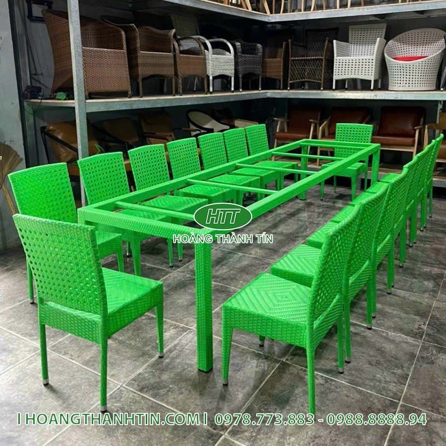 Bàn ghế nhựa mây ngoài trời TH 22