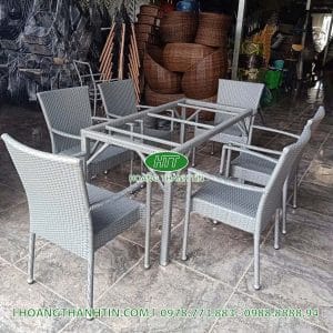 Bàn ghế nhựa mây ngoài trời TH 32
