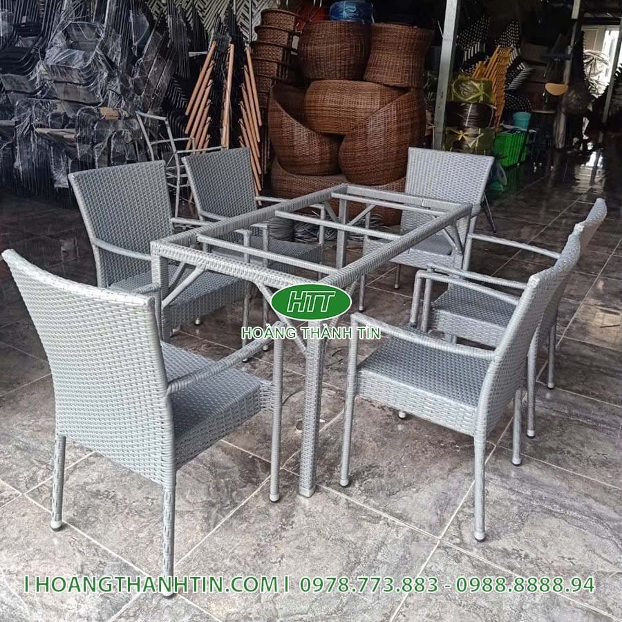 Bàn ghế nhựa mây ngoài trời TH 32