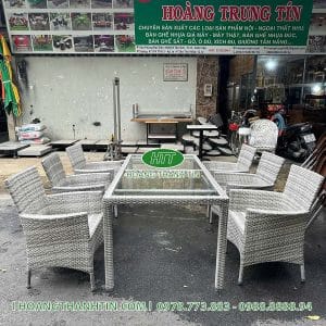 Bàn ghế nhựa mây ngoài trời TH 35