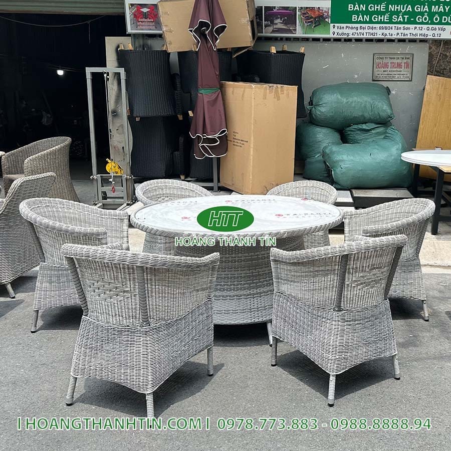Bàn ghế nhựa mây ngoài trời TH 71