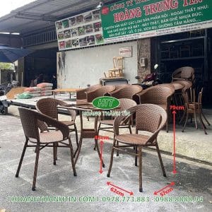Bàn ghế nhựa giả mây sân vườn TH 34
