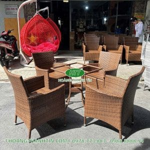 Bàn ghế nhựa giả mây sân vườn TH 79